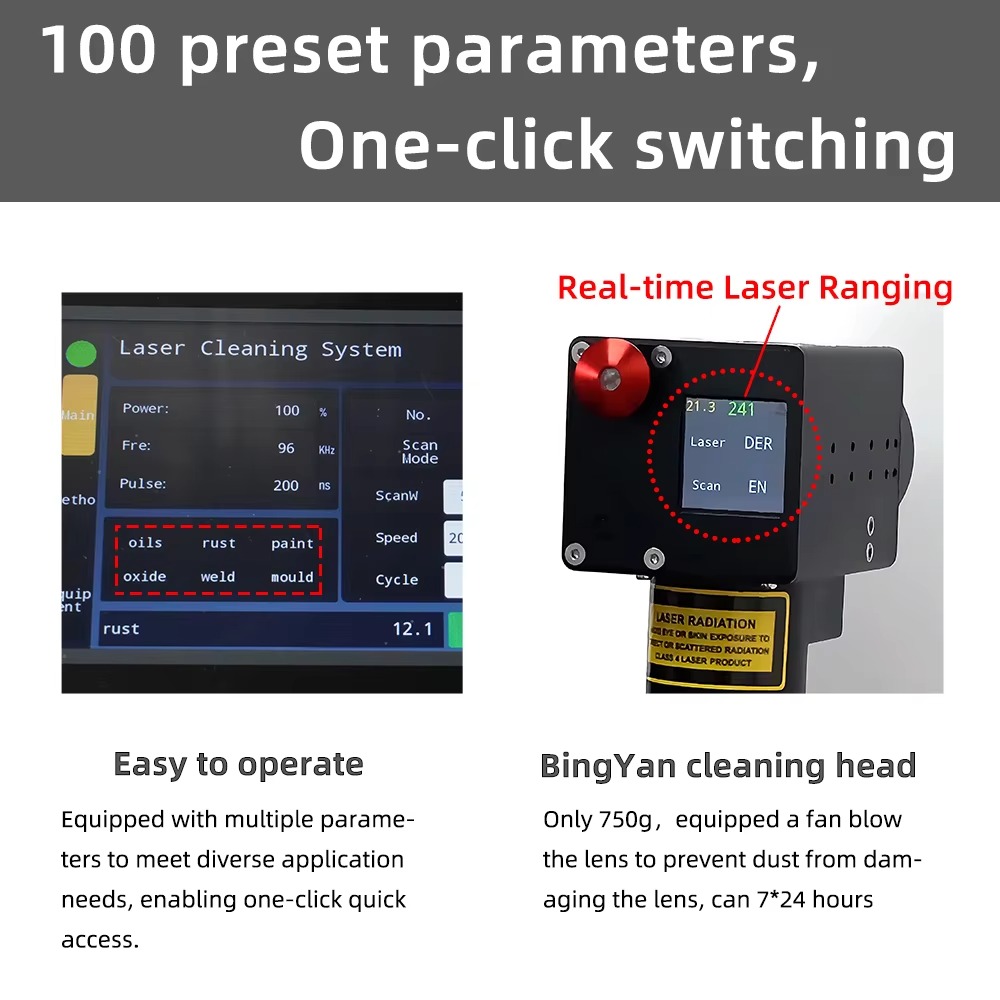 BY Laser 2024 New Handheld JPT Pulse Laser Cleaner